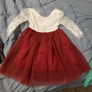 Burgundy/maroon lace flower girl dress